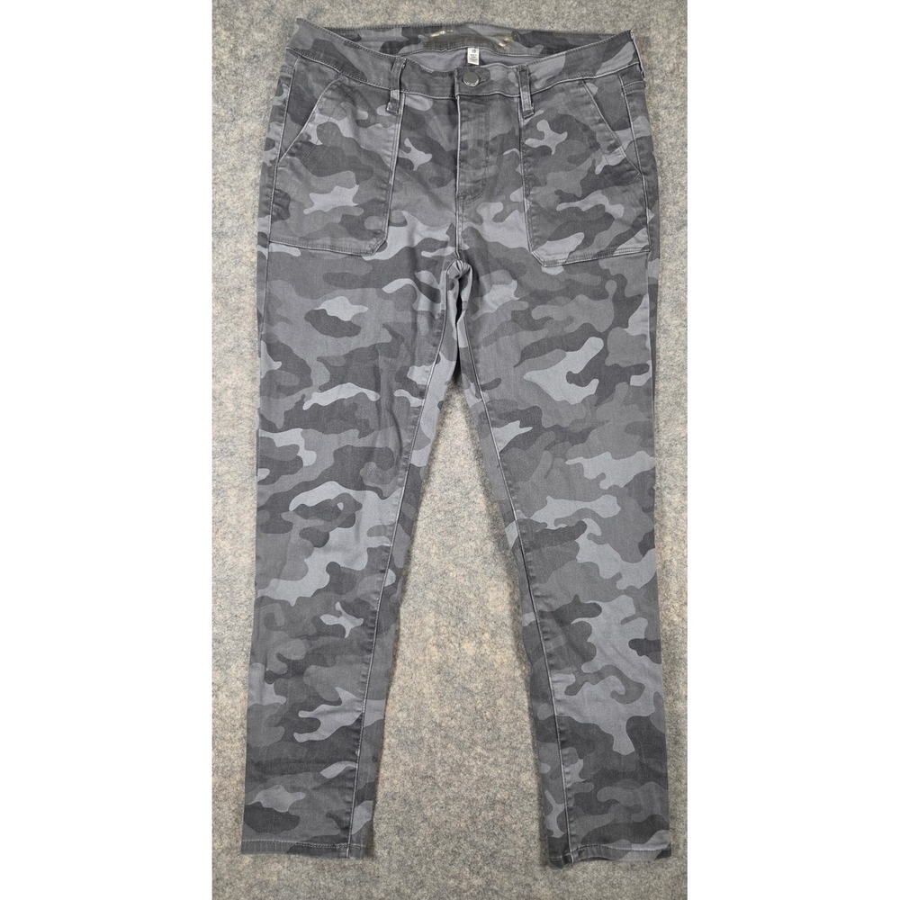 Seven7 Utility Ankle Skinny Pants Grey Camo Camouflage Size 10 Stretch Slim Fit